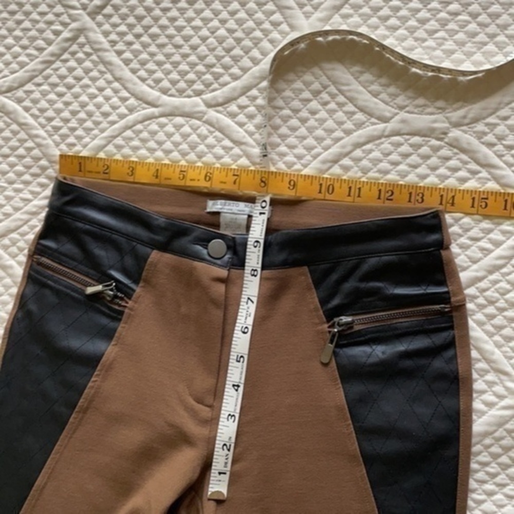 Alberto Makali skinny leather panel pants spandex size small zippered pockets - Picture 3 of 16